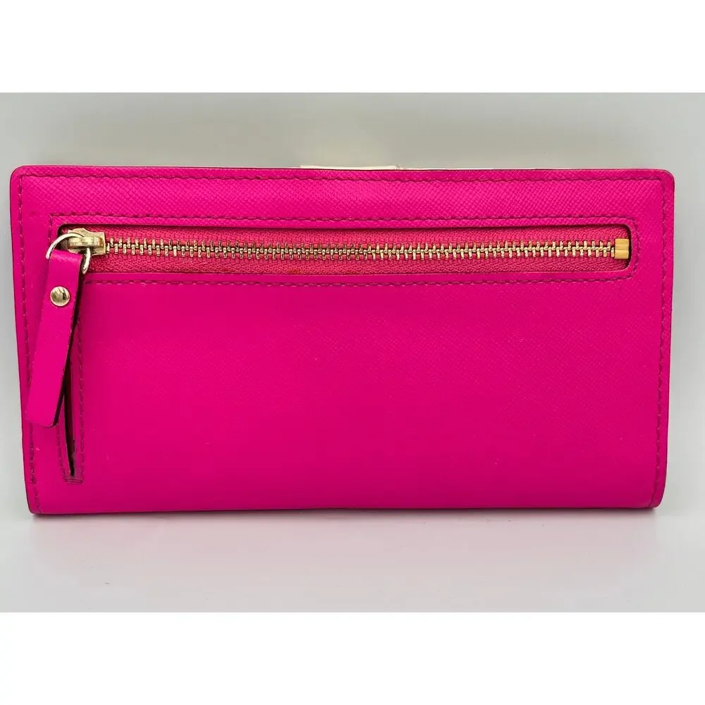 Kate Spade NY Pink Fuschia Mikas Pond Stacy Wallet Card Holder